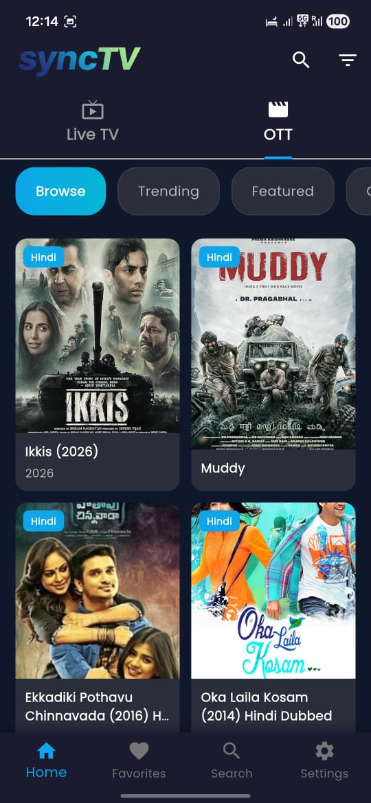 SyncTV Movies Screen Preview